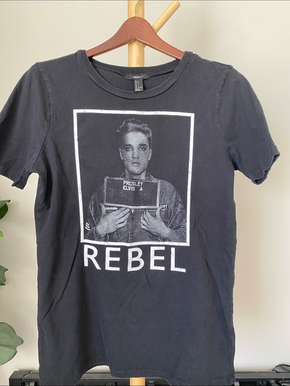 Forever 21 Black Elvis 'Rebel' Graphic Tee